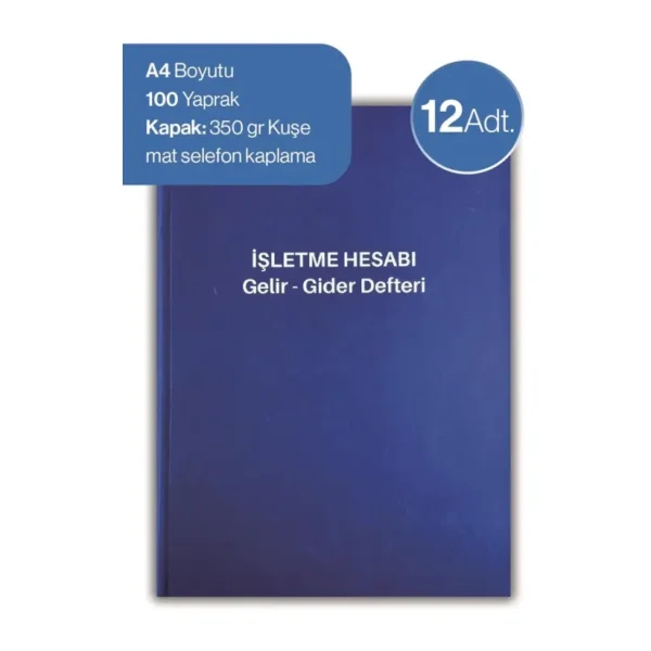 Düvenci İşletme Hesabı Gelir - Gider Defteri 12 Adet