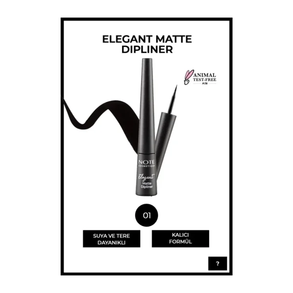 Elegant Matte Dipliner Waterproof Suya Dayanıklı - 01 Coal Black - Siyah
