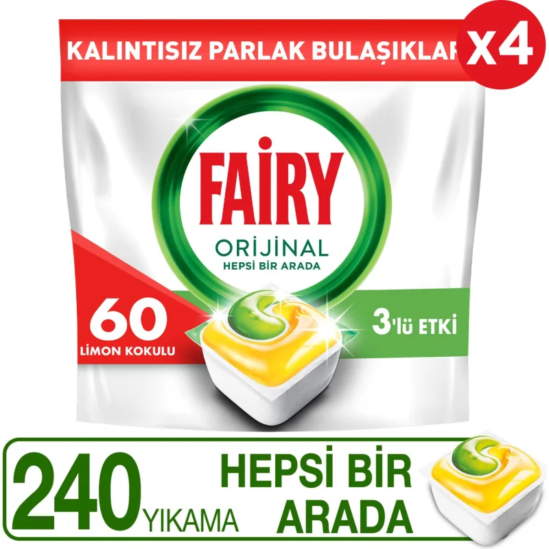 Fairy Hepsi Bir Arada Limon Bulaşık Makinesi Tableti 120'li 2 Adet