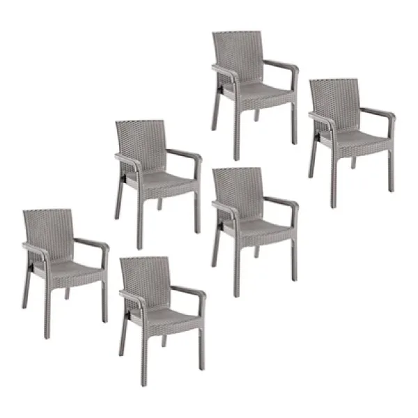 Holiday Markiz Rattan Koltuk Çöl Gri 6'lı Set