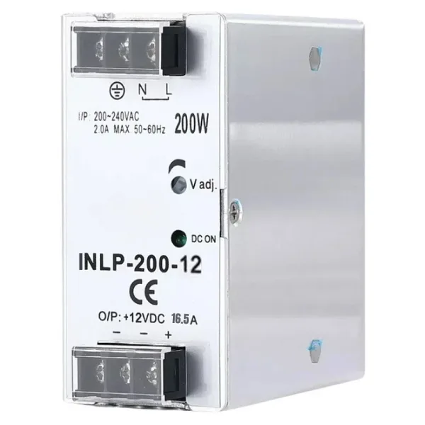 INLP-200-12 - 200W 12VDC 16.5A Raya Montajlı Güç Kaynağı