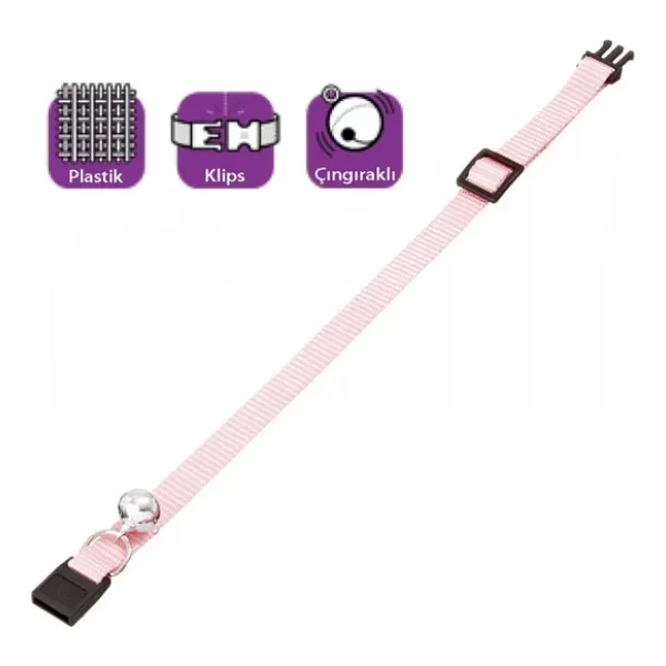 Karlie Kedi Boyun Tasması Çıngıraklı Toz Pembe 30 Cm