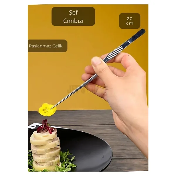 Kıvrımlı Şef Cımbızı Paslanmaz Dekor Cımbızı Çelik Yemek Cımbızı Maşa 20 cm