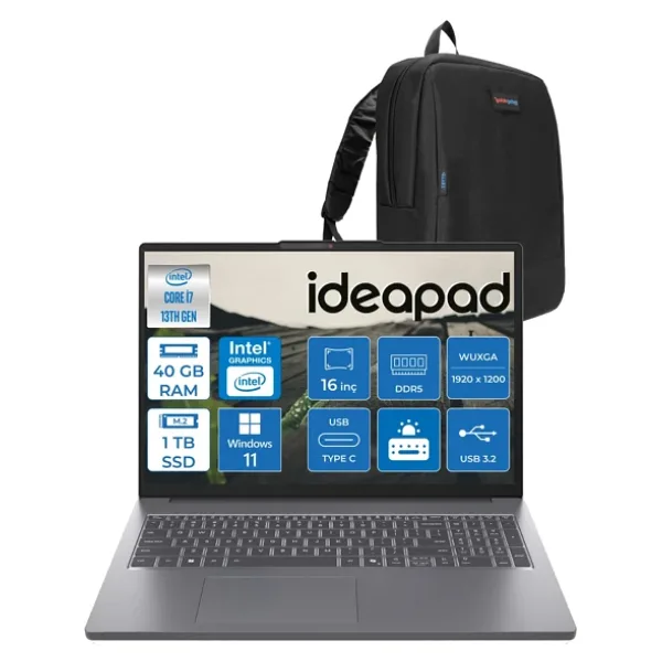 Lenovo Ideapad Slim 3 16IRH10 Intel Core I7 13620H 40GB 1tb SSD Windows 11 Home 16" Wuxga (1920X1200) IPS 300NITS Taşınabilir Bilgisayar 83K2001VTRH08 + Zetta Çanta