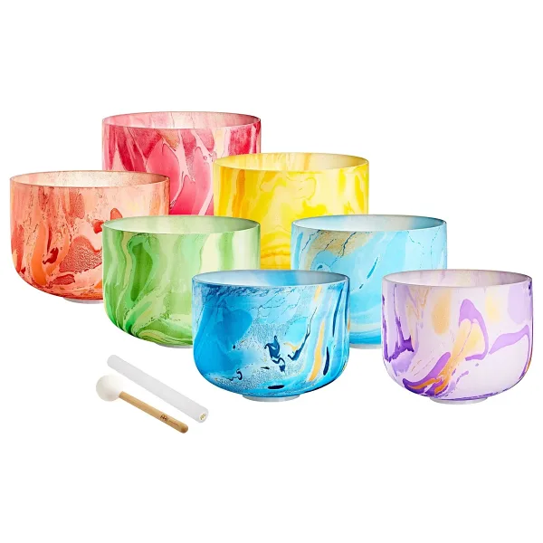 Meinl Sonic Energy 7-Parça Marble Crystal Singing Bowl Chakra Set (B4, A4, G4, F4, E4, D4, C4, 432 Hz)