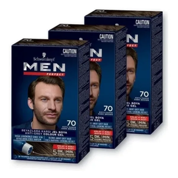 Men Perfect Schwarzkopf Men Perfect Saç Boyası 70- Koyu Kahve-Kolay Ve Hızlı Beyaz Kapama - 3 Adet