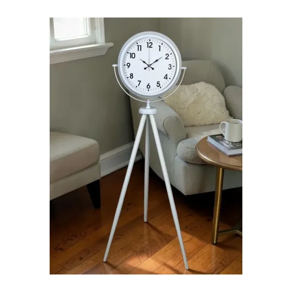 Mey İthalat Soft White Dekoratif Tripod Ayaklı Saat