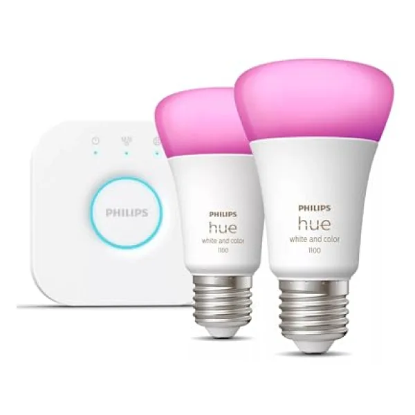 Philips Hue 1100 Renkli Ambiyans 11 W-75 W E27 2'li Akıllı LED Ampul + Bridge Başlangıç Seti