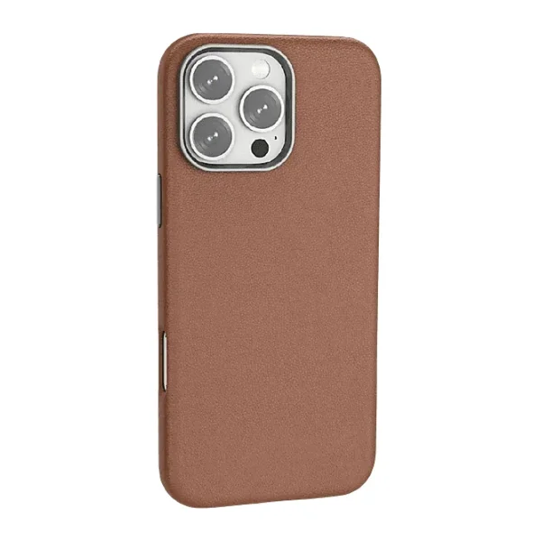 Piili iPhone 16 Pro Max Leather Magsafe Telefon Kılıfı Kahverengi