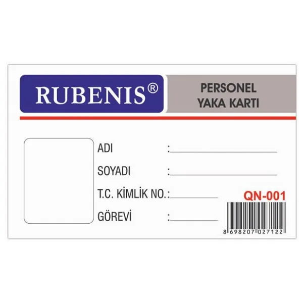 Rubenis QN-001 Şeffaf İğneli Kart Kabı