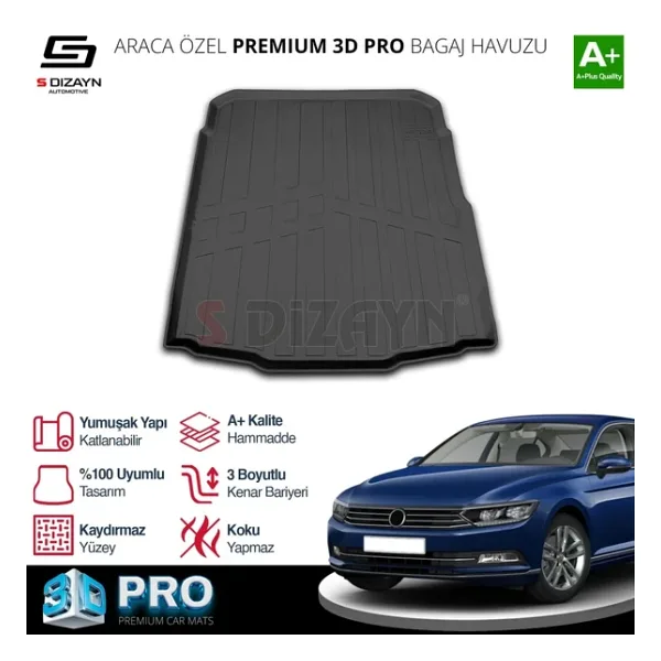 S-dizayn Vw Passat B8 3d Pro Bagaj Havuzu 2015-2023 A+ Kalite