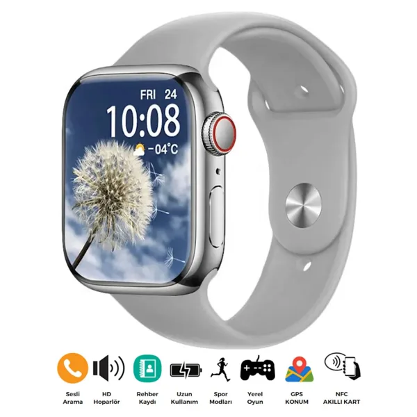 SONREİR Watch 8 45mm Amoled Tam Ekran Gps Nfc Sesli Görüşmeli Kadın Erkek Iphone Huawei Uyumlu Akıllı Saat