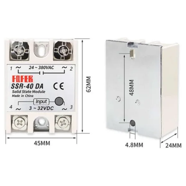 SSR-40DA SSR Röle 40A AC 24-380V Tek Fazlı Solid State Röle Elektronik Anahtar