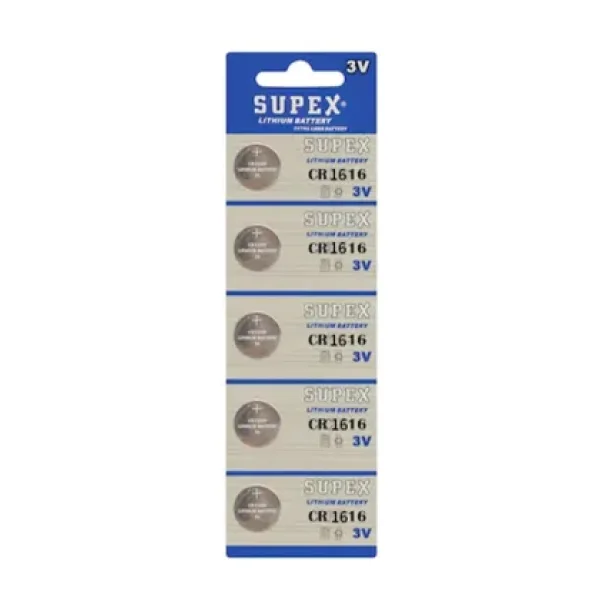 Supex CR1616 3V Lityum Düğme Pil 5'li