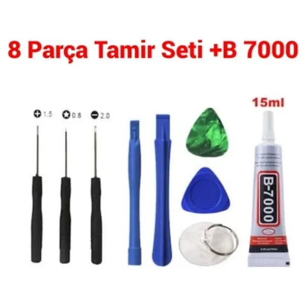 Telefon Ekran Açma Seti Tamir Kiti 8 Parça Sökme Takımı+B7000 (432042630)