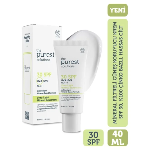 The Purest Solutions Mineral Filtreli Güneş Koruyucu Krem SPF 30 Hassas Ciltler İçin 40 ml
