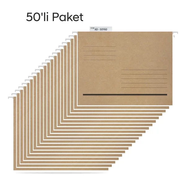 Tuna Askılı Dosya Metal Çubuklu Telli Tek Sayfa Asd2001 50 Lı Paket