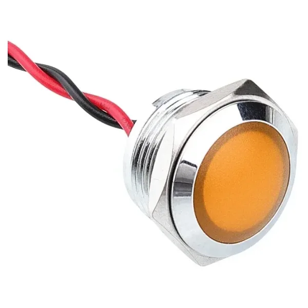 WD16L-P2 16mm 12-24V Kablolu Metal Sinyal Lambası - Sarı