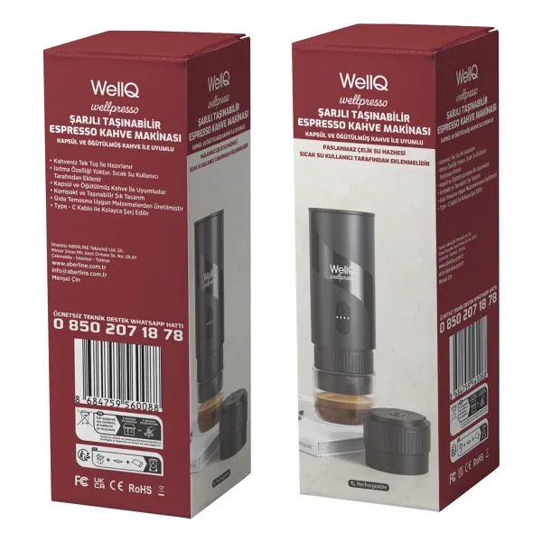 WellQ Wellpresso Taşınabilir Şarjlı Espresso Kahve Makinesi