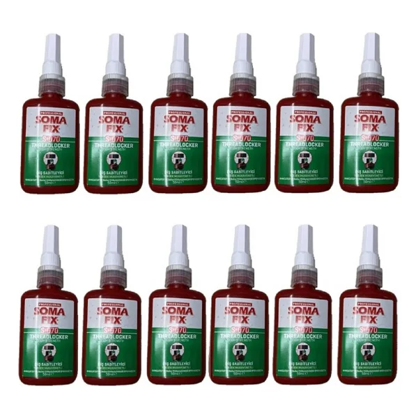 12 Adet Somafix 50 ml Civata Diş Sabitleyici Yüksek Mukavemetli Sökülemez S070