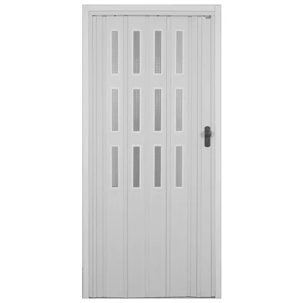 3 Sıra Camlı Akordeon Kapı, Akağaç Ahşap Desenli 72x215cm