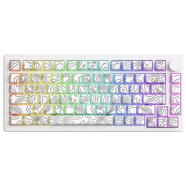 Akko MonsGeek M1 V5 Contour Lines Beyaz RGB %75 TKL V3 Creamy Purple Pro Switch Kablolu/Kablosuz Mekanik Oyuncu Klavyesi