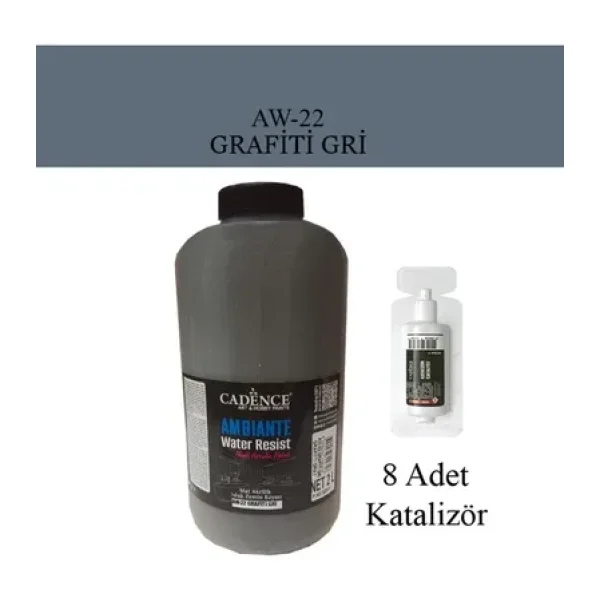 Ambiante Suya Dayanıklı Islak Zemin Boyası aw-22 Grafiti Gri 2 Litre + Katalizör