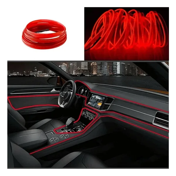 Autowise Araç İçi Neon Aydınlatma Led Göğüs Torpido Ledi Neon İp Led Kırmızı 2 Metre
