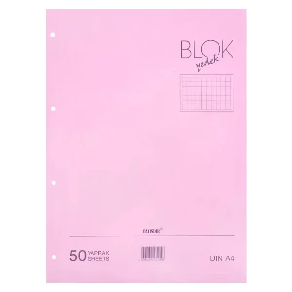BAYINDIR KLASÖR YEDEĞİ A4 KARELİ 50 YAPRAK PEMBE