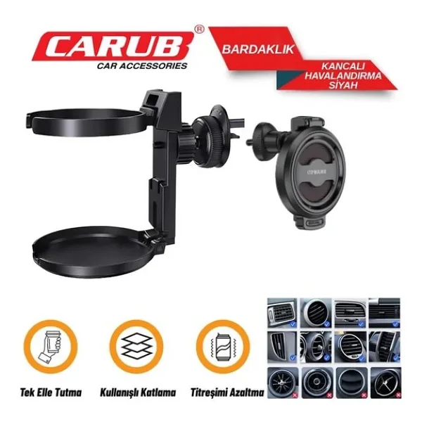 Carub Bardaklık Katlanır Otomatik Monteli Siyah