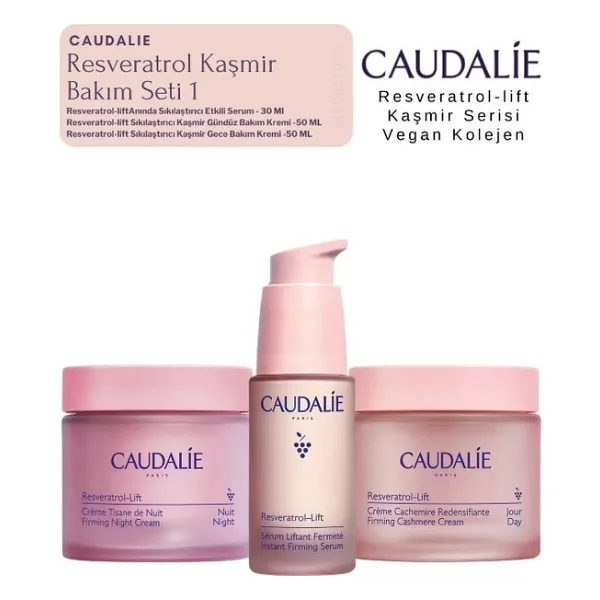 Caudalie Resveratrol Kaşmir Bakım Seti 1 Gece Krem - Gündüz Kremi - Serum Orijinal Boy Set