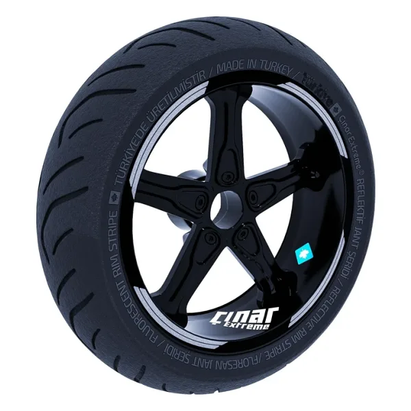 Çınar Extreme Double Stripe Tasarımlı Yaldızlı Gümüş Jant Şeridi Sticker