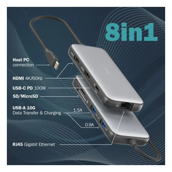 Dıgıtus Usb-C Docking Statio 3.2 Gen 2 Bağlantı Noktası (10 Gbit/s),8 Port