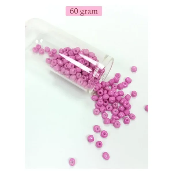 Dökme Cam Kum Boncuk Büyük Boy (6/0) 4 mm - 60 Gram - Koyu Pembe - BNC127