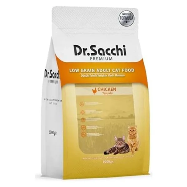 Dr. Sacchi Premium Düşük Tahıllı Tavuklu 1 kg Yetişkin Kedi Maması