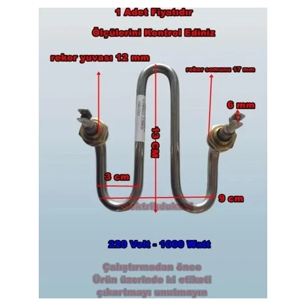 ENDER M Model 1000w Semaver Çaymatik Çay Kazanı Rezistansı 220V 8.5 ? Cr-Ni