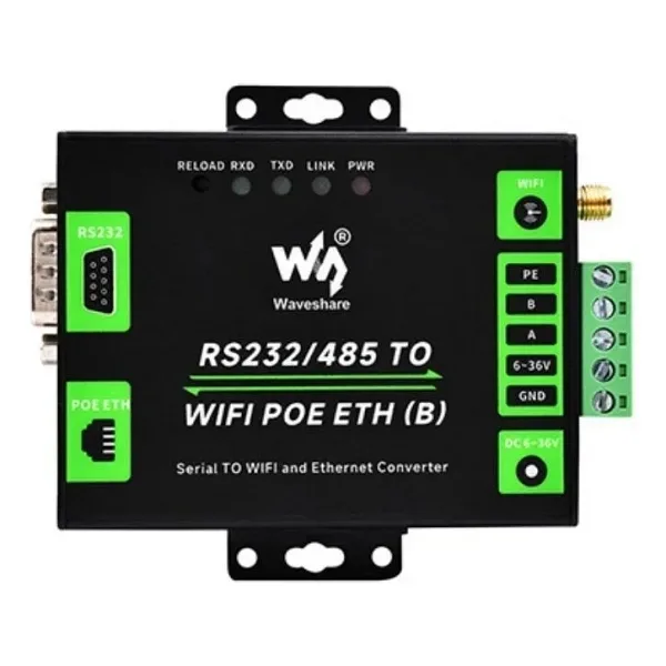 Endüstriyel RS232/RS485'ten WiFi ve Ethernet'e Dönüştürücü Modül - PoE Ethernet Port