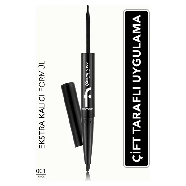 Flormar Extreme Tattoo Duo 001 Black 2'si 1 Arada Göz Kalemi & Eyeliner