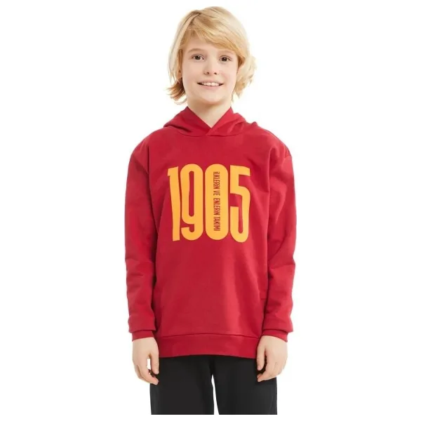 Galatasaray Orijinal Lisanslı Kapüşonlu Kırmızı 1905 Çocuk Sweat Kırmızı