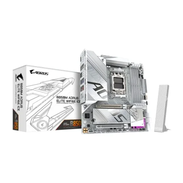 Gigabyte B850M Aorus Elite WIFI6E Ice AMD AM5 DDR5 Micro ATX Anakart