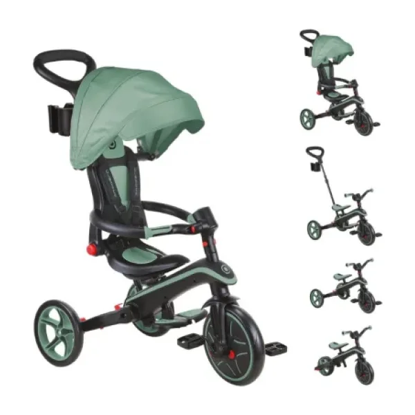 Globber Explorer 4 in 1 Zeytin Yeşili Katlanabilir Bebek Bisikleti