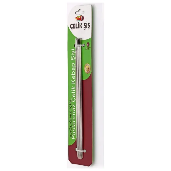 GÖNEN ÇELİK Gonen Celik Sis Paslanmaz Celik Krom Kebap Sisi 6 Adet Çöp Şiş 30 Cm (paslanmaz Çelik)