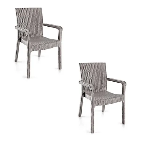 Holiday Markiz Rattan Koltuk Çöl Gri 2'li Set