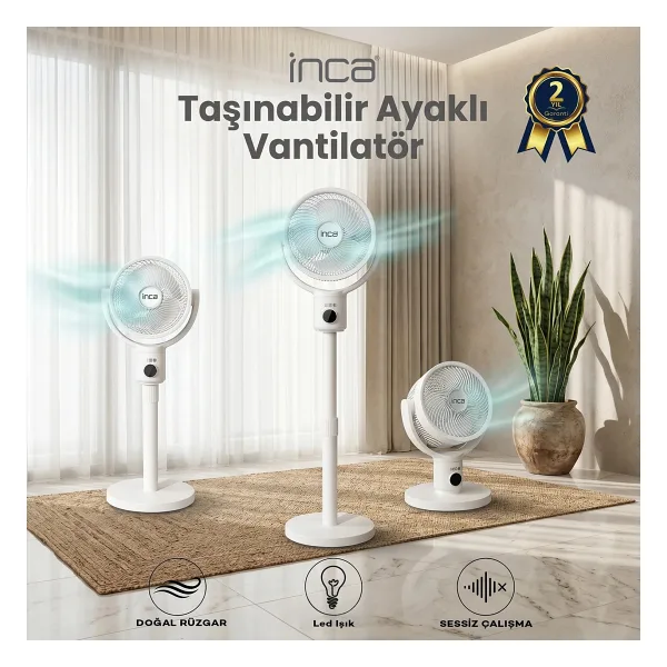 Inca IAF-01B Şarjlı Uzaktan Kumandalı Ayaklı Vantilatör