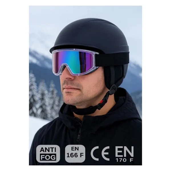 Kayak Gözlüğü Offroad Antifog Ventilli Korumalı Güneş Kar Gözlük Gökkuşağı Snowboard Glasses Sporu. - Yeşil