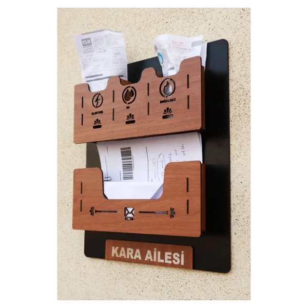 kutuTR Apartman Ortak Fatura Posta Kutusu Ahşap - Siyah Ceviz, 8692016106375