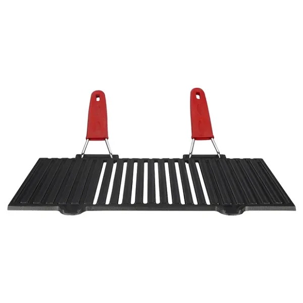 Lava Kırmızı Silikon Kulplu 40x25 cm Döküm Mangal Izgarası
