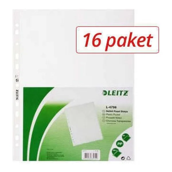 Leitz 16 Paket Leitz A4 Poşet Dosya 100lü 4796
