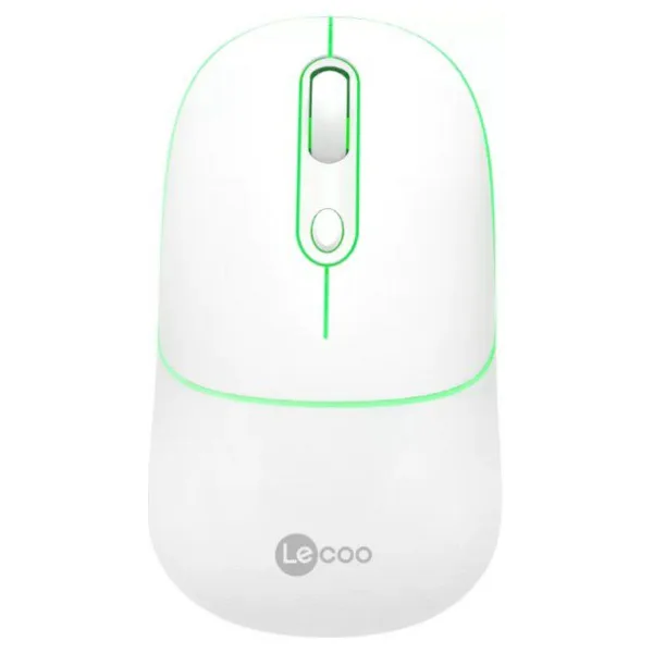 Lenovo Lecoo WS210 Beyaz RGB Şarjlı Sessiz Ergonomik Optik Kablosuz Mouse