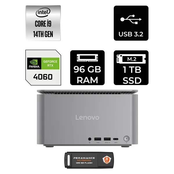 Lenovo Thinkcentre Neo İ9 14900 96Gb 1Tb Ssd Rtx4060/8Gb Fdos Mini Masaüstü Bilgisayar